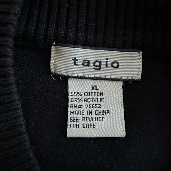 TAGIO Men’s Sweater Cotton Textured Pattern Sweater Black White Grey Pullover - Picture 6 of 6